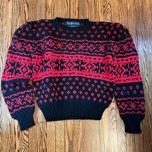 Ralph Lauren Black & Red Fair Isle Crewneck Sweater